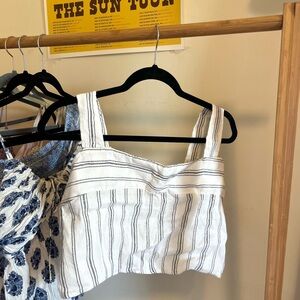 Anthropologie striped linen crop top